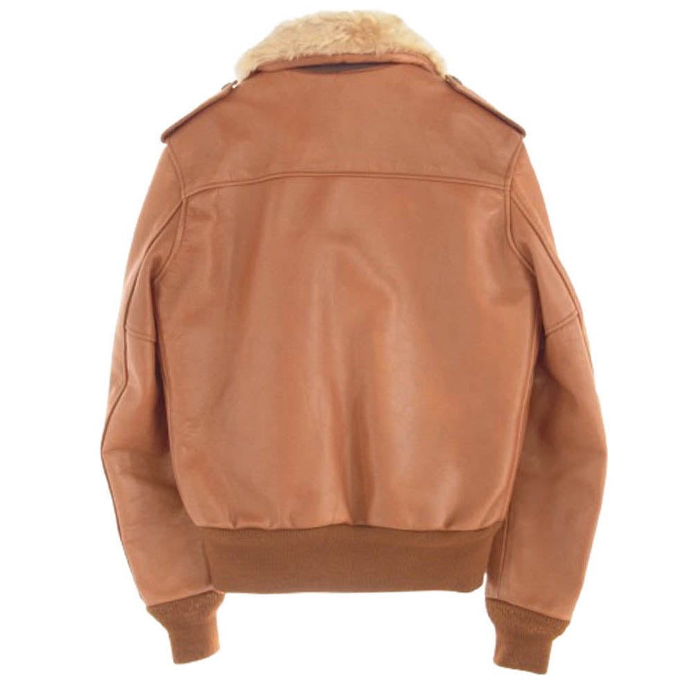 schott ショット 7010 BOA LEATHER JACKET G-1 ボア フライト レザー ジャケット ブラウン系 38【中古】