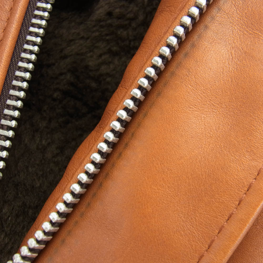 schott ショット 7010 BOA LEATHER JACKET G-1 ボア フライト レザー ジャケット ブラウン系 38【中古】