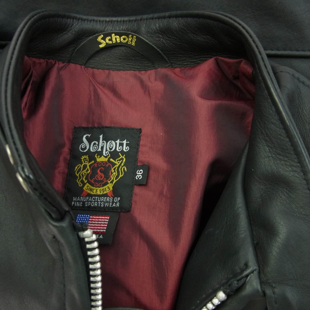 schott ショット USA製 641XX シングル ライダース ジャケット ブラック系【中古】