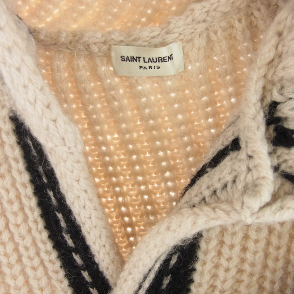 SAINT LAURENT サンローラン 22AW 668565 Y75EV ジャカード バハ フーディー ニット カーディガン ベージュ系 XL【中古】