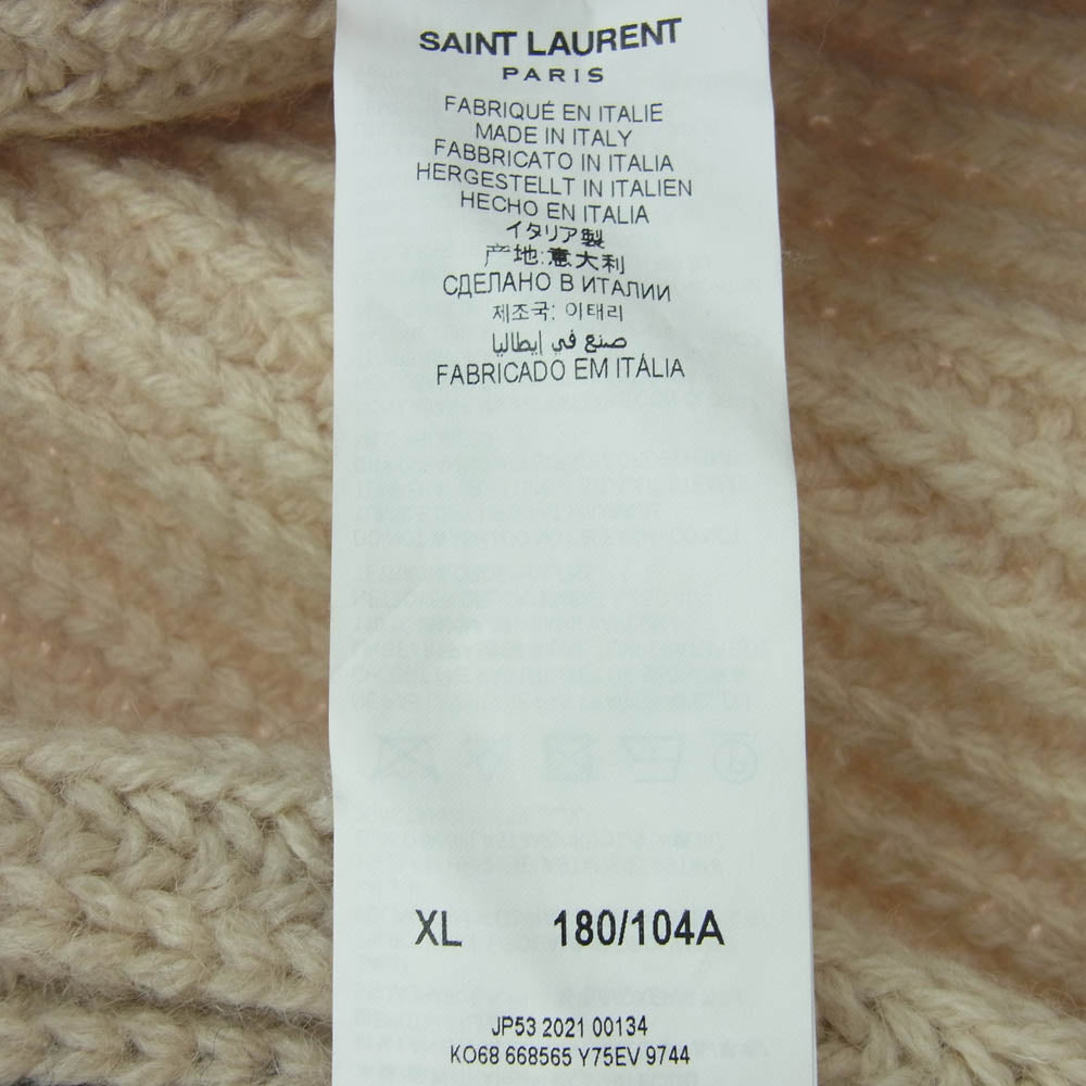 SAINT LAURENT サンローラン 22AW 668565 Y75EV ジャカード バハ フーディー ニット カーディガン ベージュ系 XL【中古】