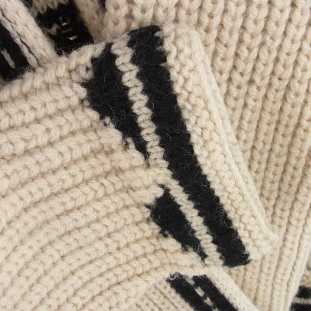 SAINT LAURENT サンローラン 22AW 668565 Y75EV ジャカード バハ フーディー ニット カーディガン ベージュ系 XL【中古】