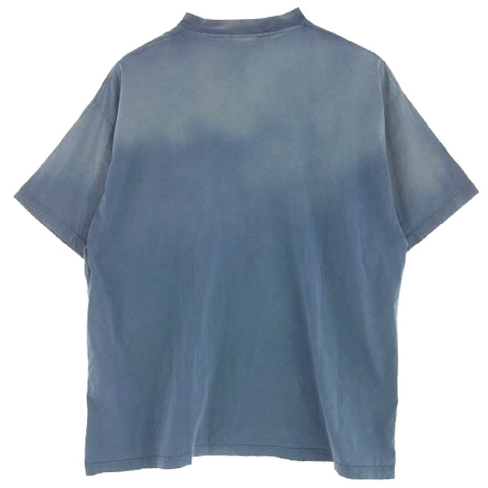 BALENCIAGA バレンシアガ 24SS 739028 TQV01 Paris Moon Oversized Tee パリ ユーズド加工 ロゴ オーバーサイズ Tシャツ 半袖 ブルー系 4【中古】