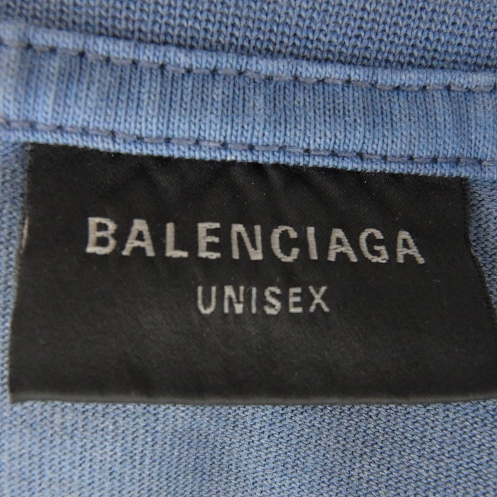 BALENCIAGA バレンシアガ 24SS 739028 TQV01 Paris Moon Oversized Tee パリ ユーズド加工 ロゴ オーバーサイズ Tシャツ 半袖 ブルー系 4【中古】