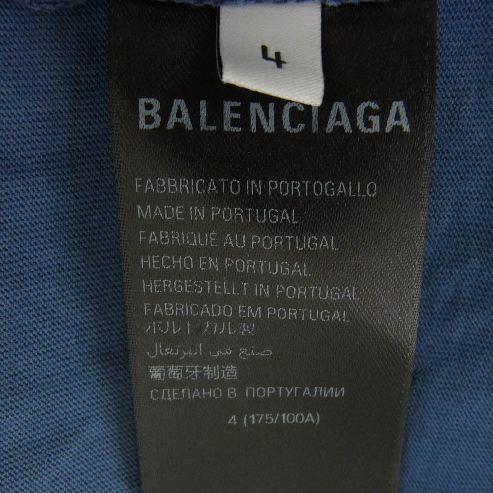 BALENCIAGA バレンシアガ 24SS 739028 TQV01 Paris Moon Oversized Tee パリ ユーズド加工 ロゴ オーバーサイズ Tシャツ 半袖 ブルー系 4【中古】