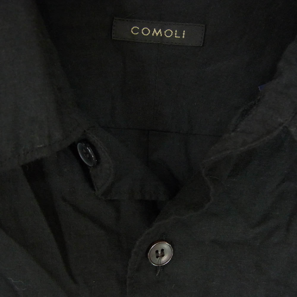 COMOLI コモリ 24SS Z01-02011 KHADI コットン コモリシャツ 長袖 シャツ ブラック系 3【中古】