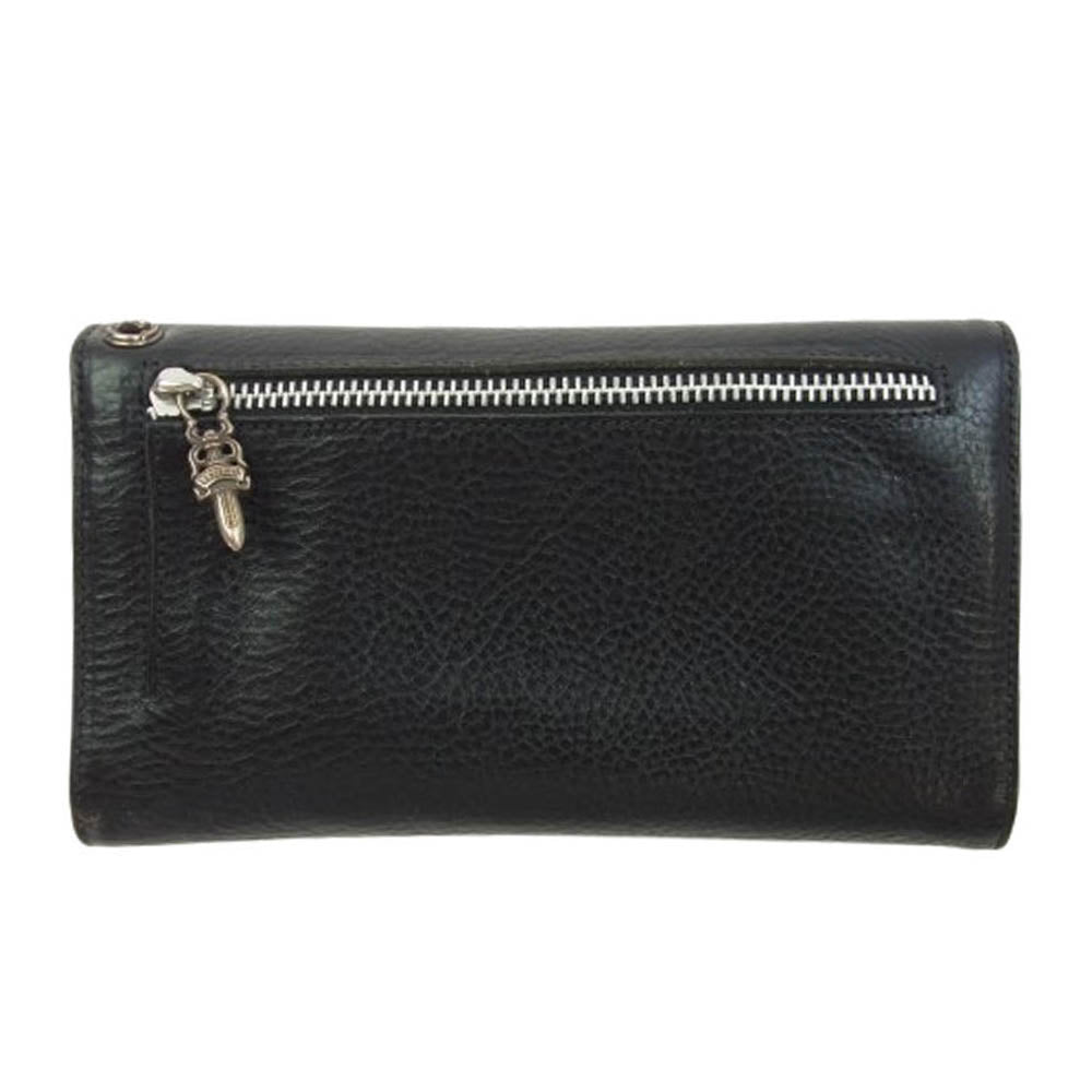 CHROME HEARTS クロムハーツ（原本有） WAVE WALLET ウェーブ ウォレット クロスボタン ブラック系【中古】