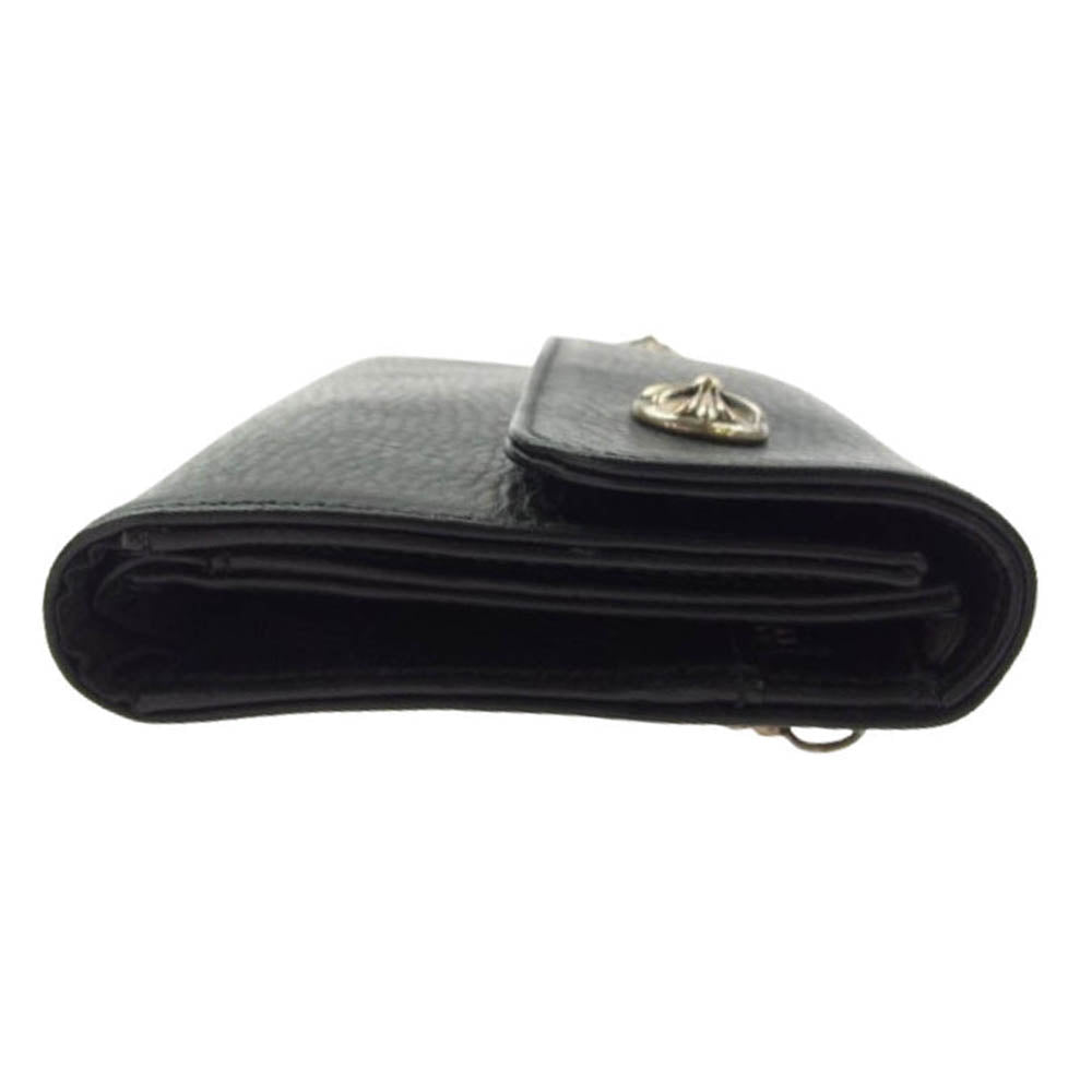 CHROME HEARTS クロムハーツ（原本有） WAVE WALLET ウェーブ ウォレット クロスボタン ブラック系【中古】