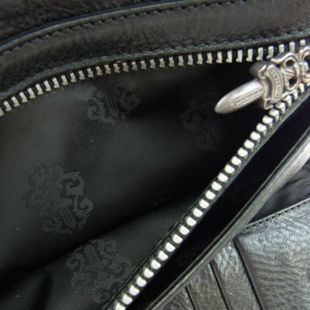CHROME HEARTS クロムハーツ（原本有） WAVE WALLET ウェーブ ウォレット クロスボタン ブラック系【中古】