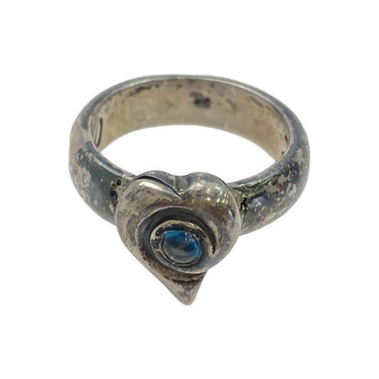 BILL WALL LEATHER ビルウォールレザー 加藤晴彦 HARUHIKO ハート ライトブルーストーン リング シルバー系 18.5号【中古】