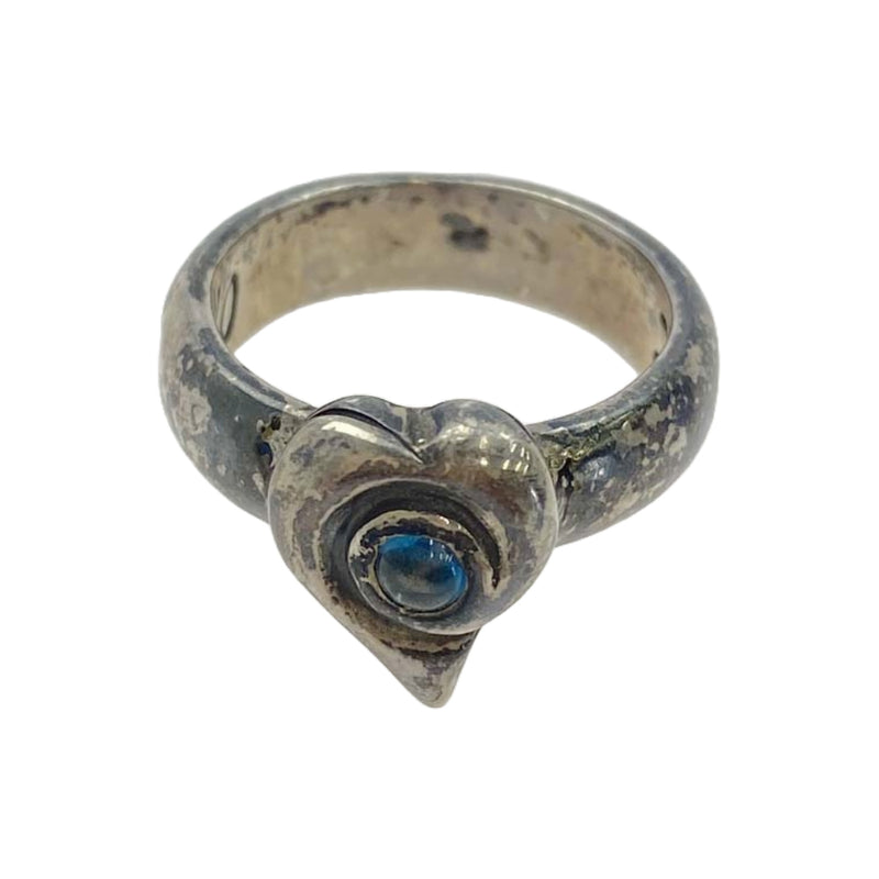 BILL WALL LEATHER ビルウォールレザー 加藤晴彦 HARUHIKO ハート ライトブルーストーン リング シルバー系 18.5号【中古】