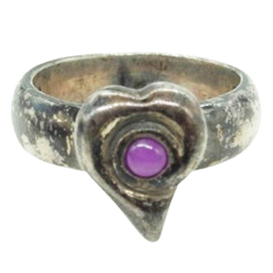 BILL WALL LEATHER ビルウォールレザー 加藤晴彦 HARUHIKO ハート パープルブルーストーン リング シルバー系 18.5号【中古】