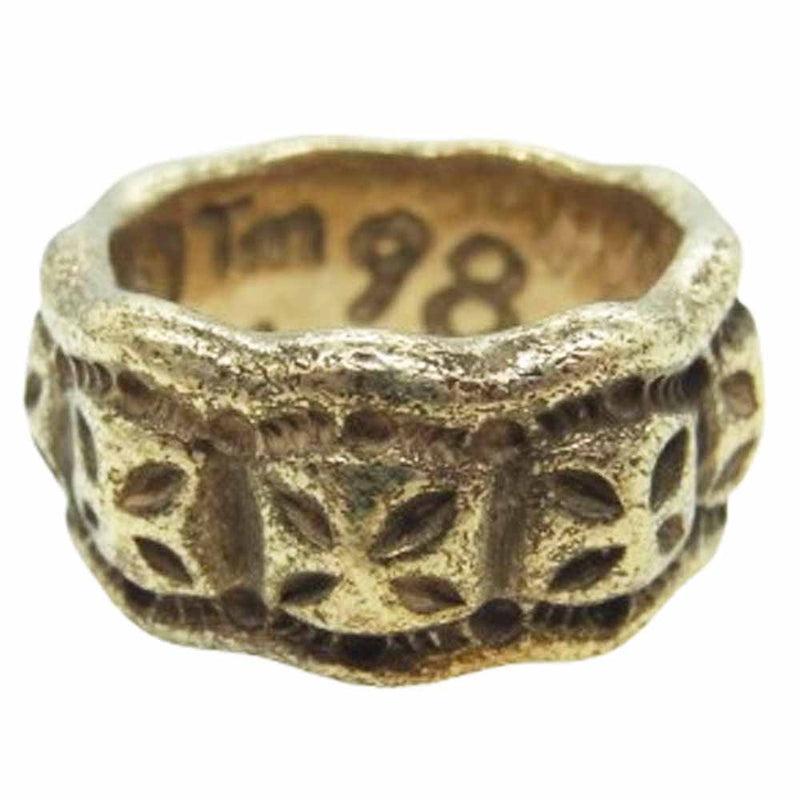 BILL WALL LEATHER ビルウォールレザー ミニ クロス リング w/ ゴールドコーティング スターリングシルバー ゴールド系 9号【中古】