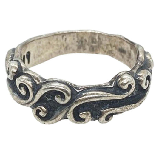 BILL WALL LEATHER ビルウォールレザー Wave ウェーブ リング シルバー系 16号【中古】