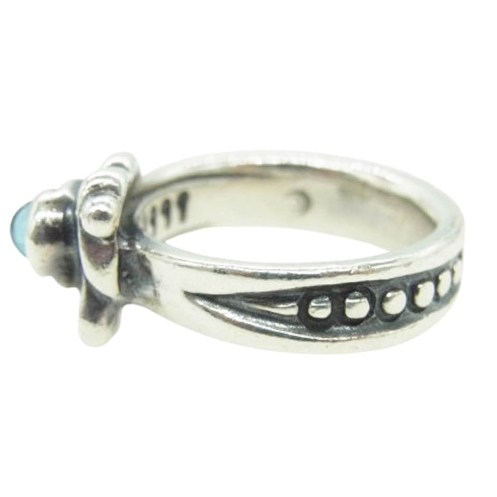 BILL WALL LEATHER ビルウォールレザー Spoon small ring スプーン スモール リング ライトブルーストーン シルバー系 12号【中古】