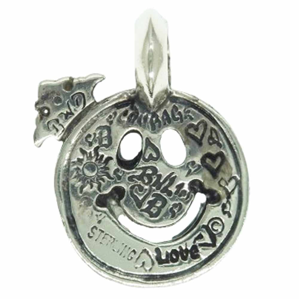 BILL WALL LEATHER ビルウォールレザー キングスロード購入証明書付属 Graffiti Happy Face w/Crown and Stone Gold Solder グラフィティーハッピーフェイスチャーム w/クラウン&ストーン ペンダントトップ シルバー系【中古】