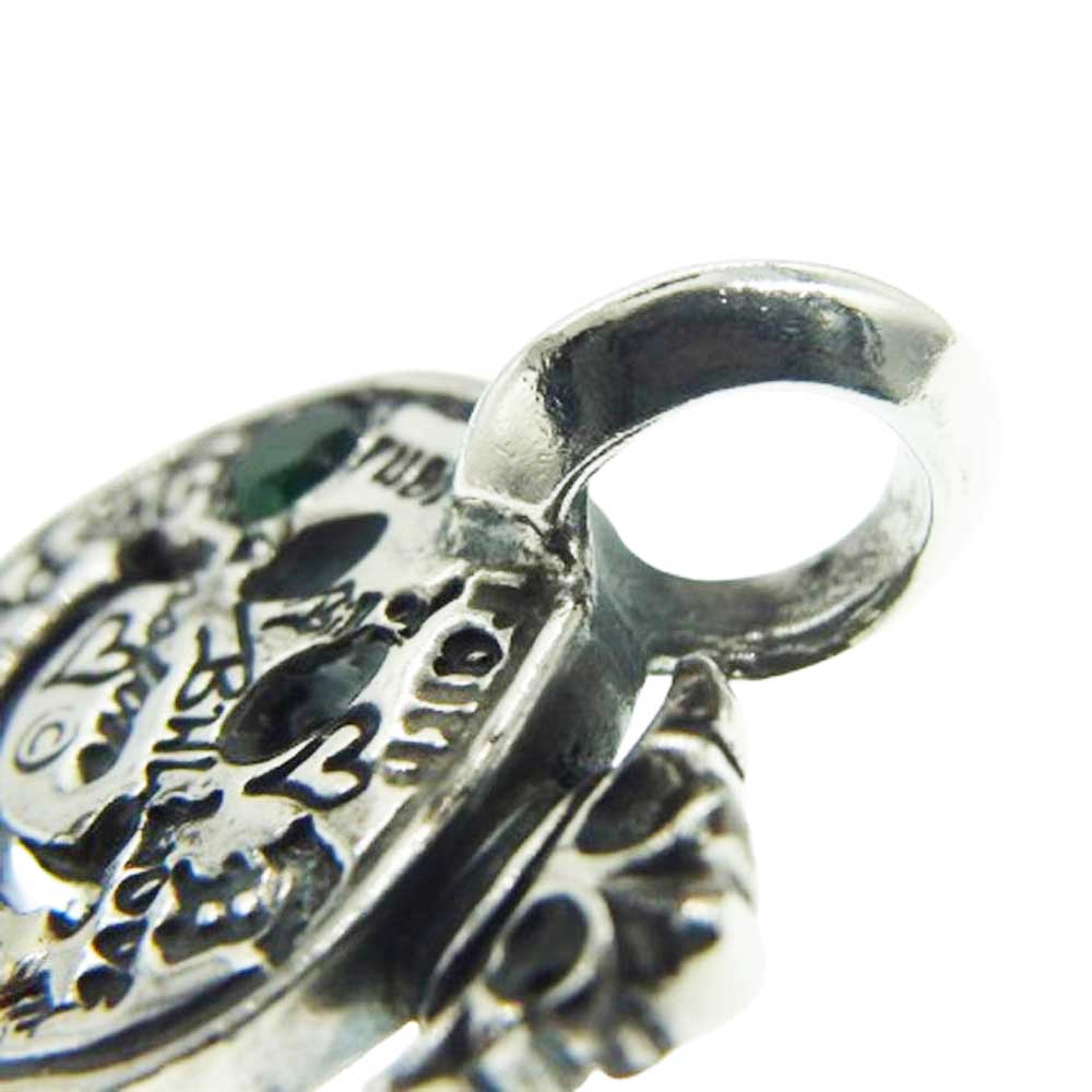 BILL WALL LEATHER ビルウォールレザー キングスロード購入証明書付属 Graffiti Happy Face w/Crown and Stone Gold Solder グラフィティーハッピーフェイスチャーム w/クラウン&ストーン ペンダントトップ シルバー系【中古】