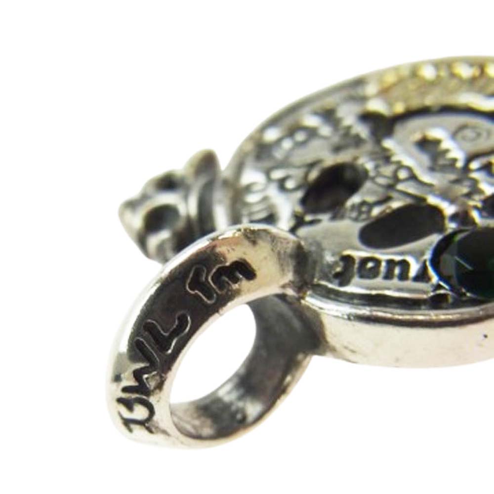 BILL WALL LEATHER ビルウォールレザー キングスロード購入証明書付属 Graffiti Happy Face w/Crown and Stone Gold Solder グラフィティーハッピーフェイスチャーム w/クラウン&ストーン ペンダントトップ シルバー系【中古】