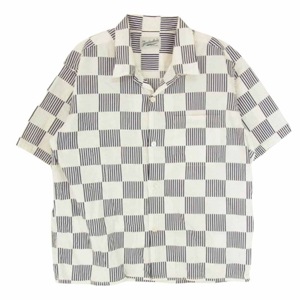 TENDERLOIN テンダーロイン T-CHECK SHT C S/S ストライプ ブロック チェック 半袖 シャツ ブルー系 M【中古】