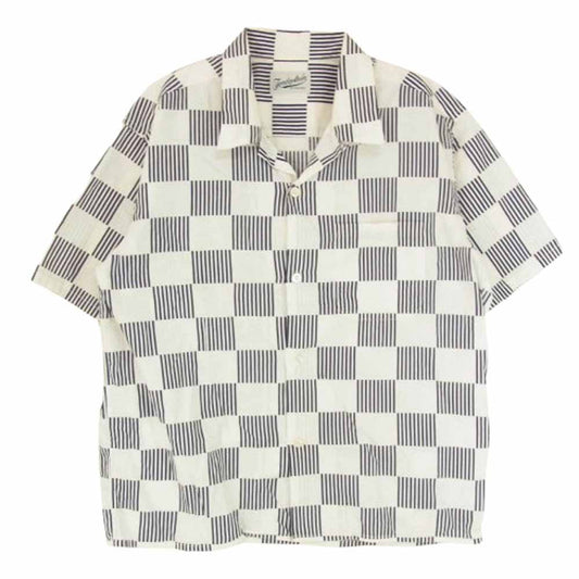 TENDERLOIN テンダーロイン T-CHECK SHT C S/S ストライプ ブロック チェック 半袖 シャツ ブルー系 M【中古】