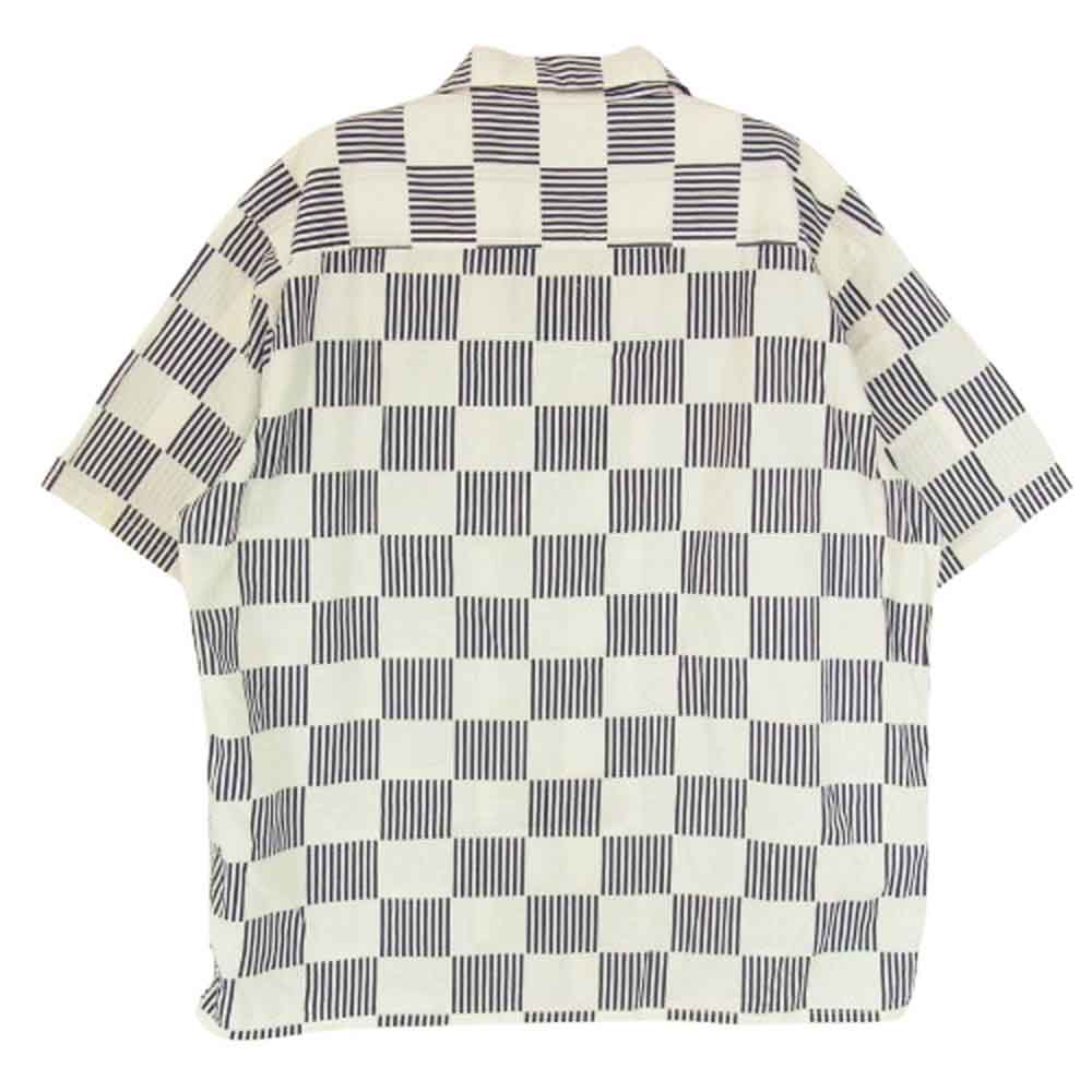 TENDERLOIN テンダーロイン T-CHECK SHT C S/S ストライプ ブロック チェック 半袖 シャツ ブルー系 M【中古】