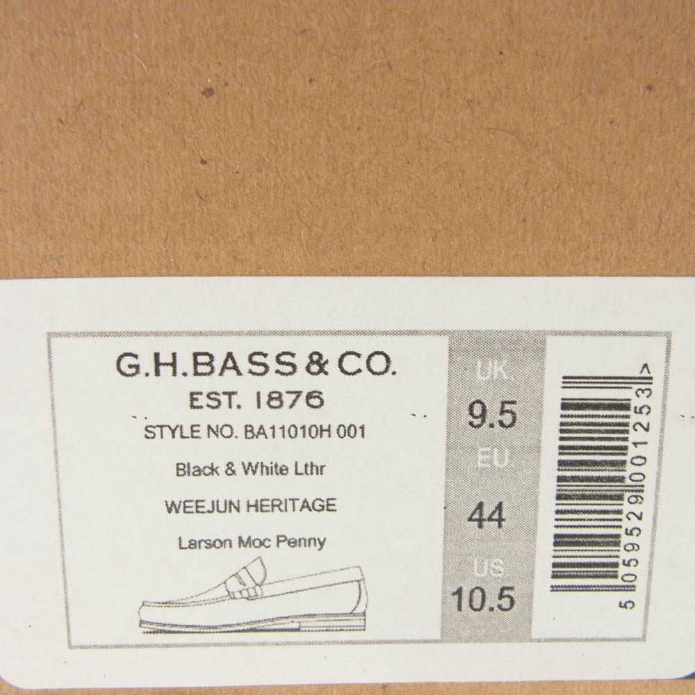 G.H.BASS & COMPANY ジーエイチバス BA11010H001 Weejuns LARSON MOC PENNY LOAFER ウィージャンズ コイン ペニーローファー ブラック系 ホワイト系 9.5【極上美品】【中古】