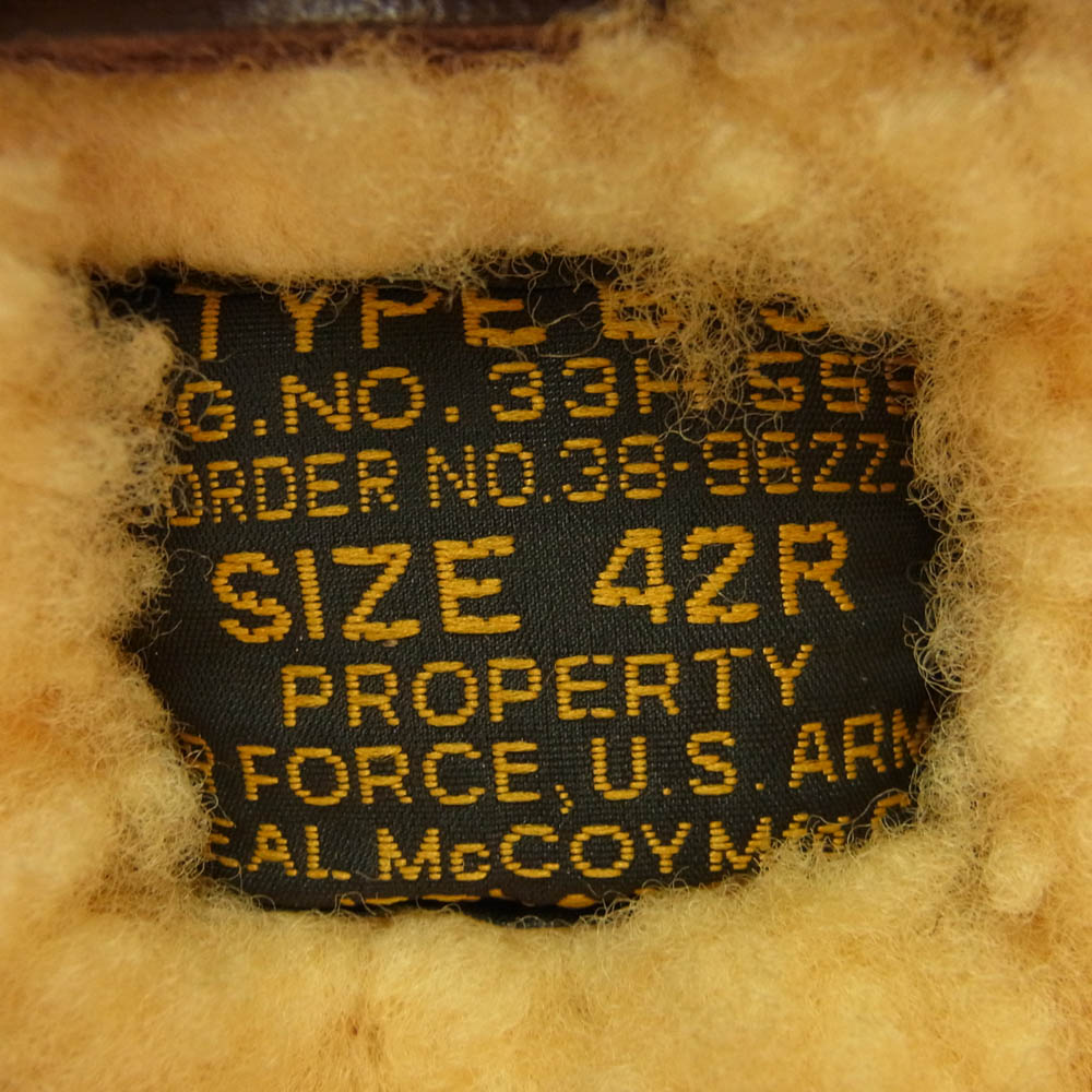 The REAL McCOY'S ザリアルマッコイズ 38-9622 TYPE B-3 ムートン レザー フライトジャケット ボンバージャケット ミリタリージャケット ブラウン系 42【中古】