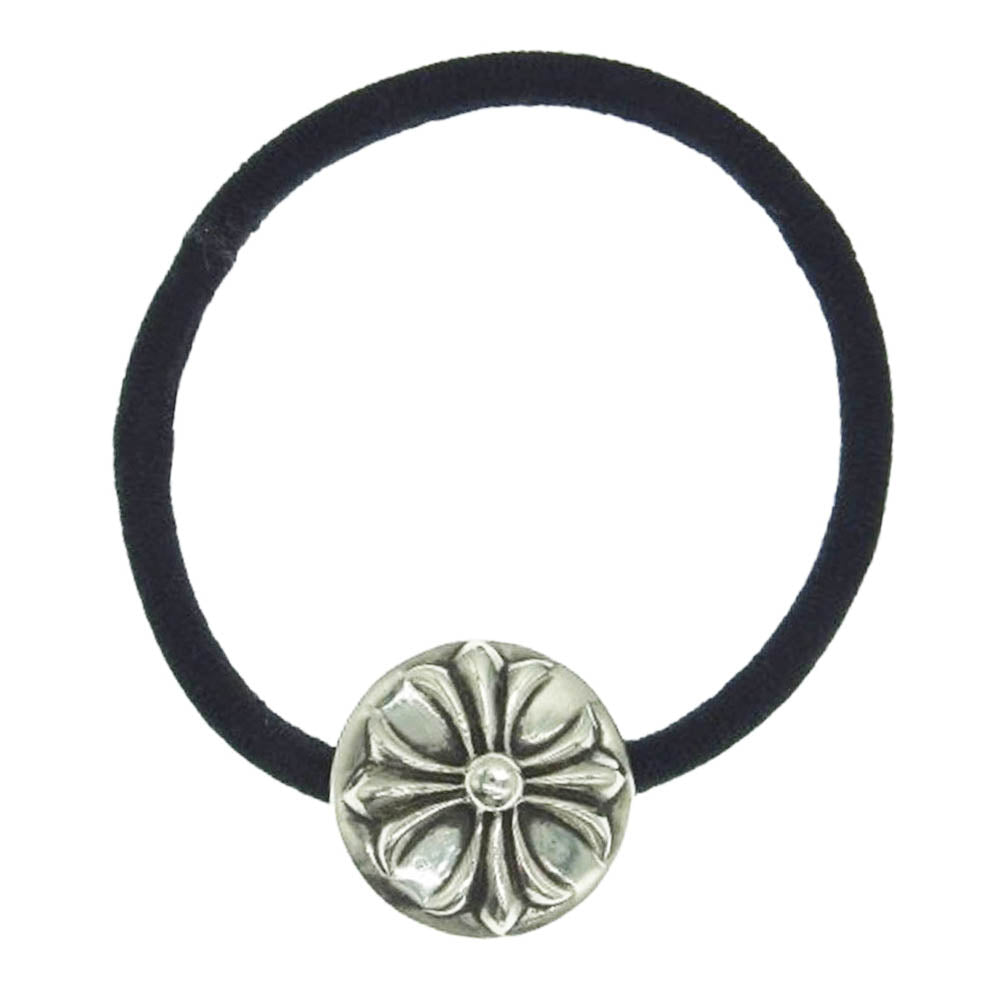 CHROME HEARTS クロムハーツ（原本無） HAIRBAND クロスボール ヘアバンド ヘアゴム コンチョ シルバー系 ブラック系【中古】