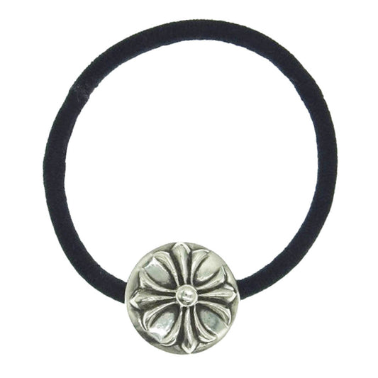 CHROME HEARTS クロムハーツ（原本無） HAIRBAND クロスボール ヘアバンド ヘアゴム コンチョ シルバー系 ブラック系【中古】