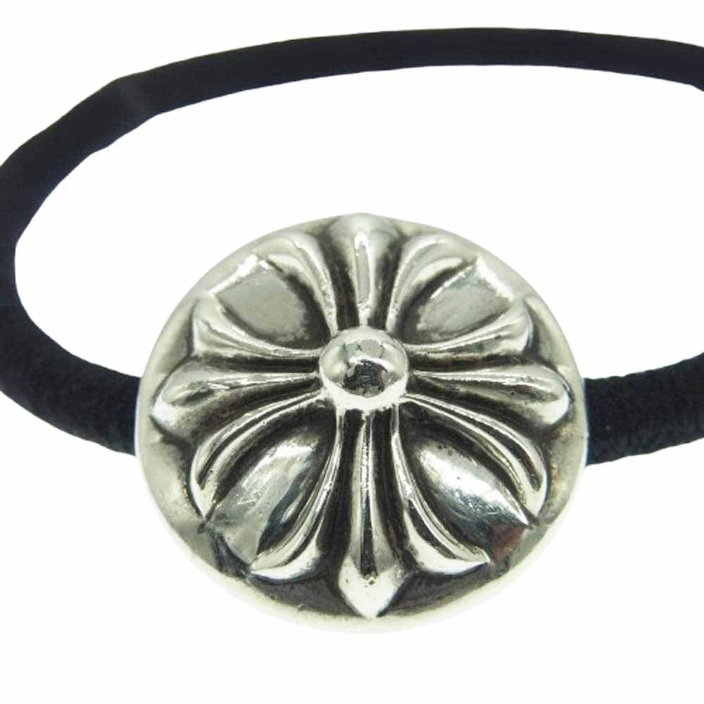 CHROME HEARTS クロムハーツ（原本無） HAIRBAND クロスボール ヘアバンド ヘアゴム コンチョ シルバー系 ブラック系【中古】