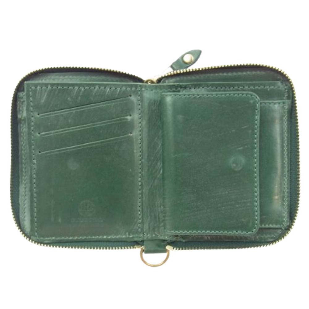 GLENROYAL グレンロイヤル SMALL WALLET BRIDLE LEATHER スモールウォレット フルブライドルレザー ボトルグリーン グリーン系【中古】