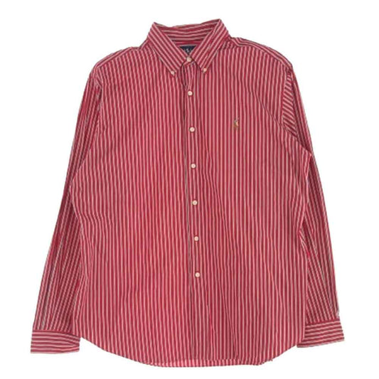 POLO RALPH LAUREN ポロ・ラルフローレン CLASSIC FIT クラシック フィット ボタンダウン 長袖 ストライプ シャツ レッド系 XL【中古】