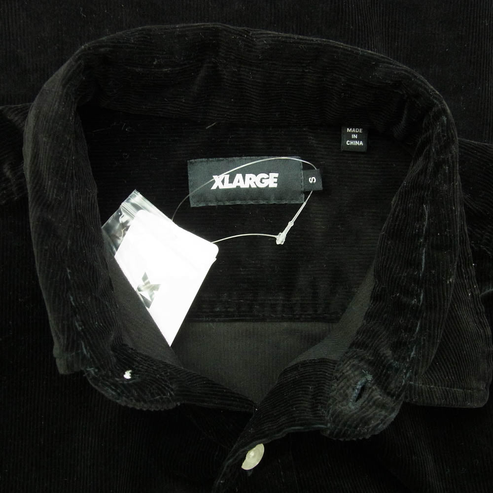 エクストララージ 101234014001 OLD ENGI LG COR SHIRT オールドロゴ レギュラーカラー コーデュロイ 長袖 シャツ ブラック系 S【極上美品】【中古】