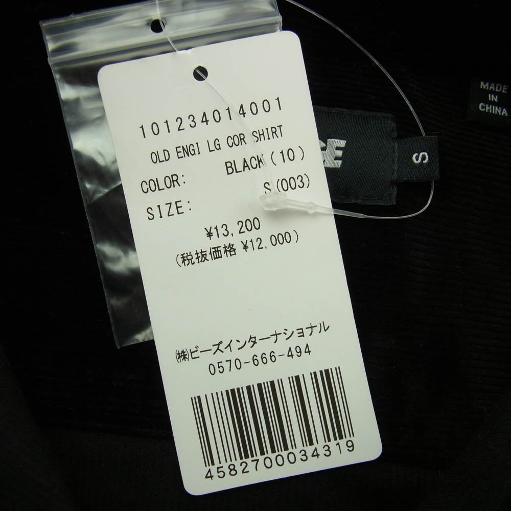 エクストララージ 101234014001 OLD ENGI LG COR SHIRT オールドロゴ レギュラーカラー コーデュロイ 長袖 シャツ ブラック系 S【極上美品】【中古】