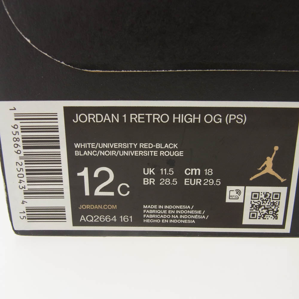 NIKE ナイキ AQ2664-161 PS Air Jordan 1 High OG Heritage AJ1 エアジョーダン1 ハイ ヘリテージ キッズ ハイカット スニーカー ホワイト系 レッド系 18cm【新古品】【未使用】【中古】