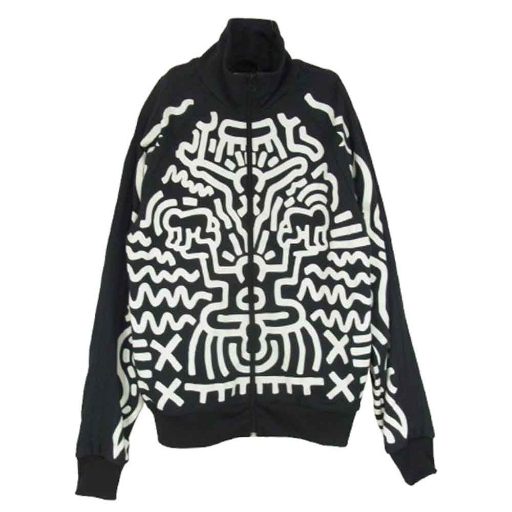 adidas アディダス × Keith Haring キースヘリング JEREMY SCOTT  ジェレミースコット 総柄 トラック ジャケット ブラック系 M【中古】