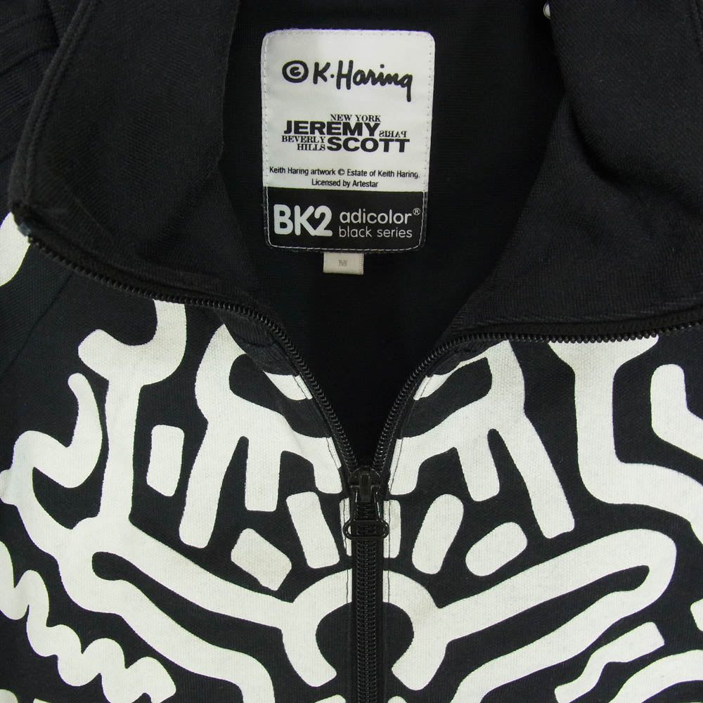 adidas アディダス × Keith Haring キースヘリング JEREMY SCOTT  ジェレミースコット 総柄 トラック ジャケット ブラック系 M【中古】
