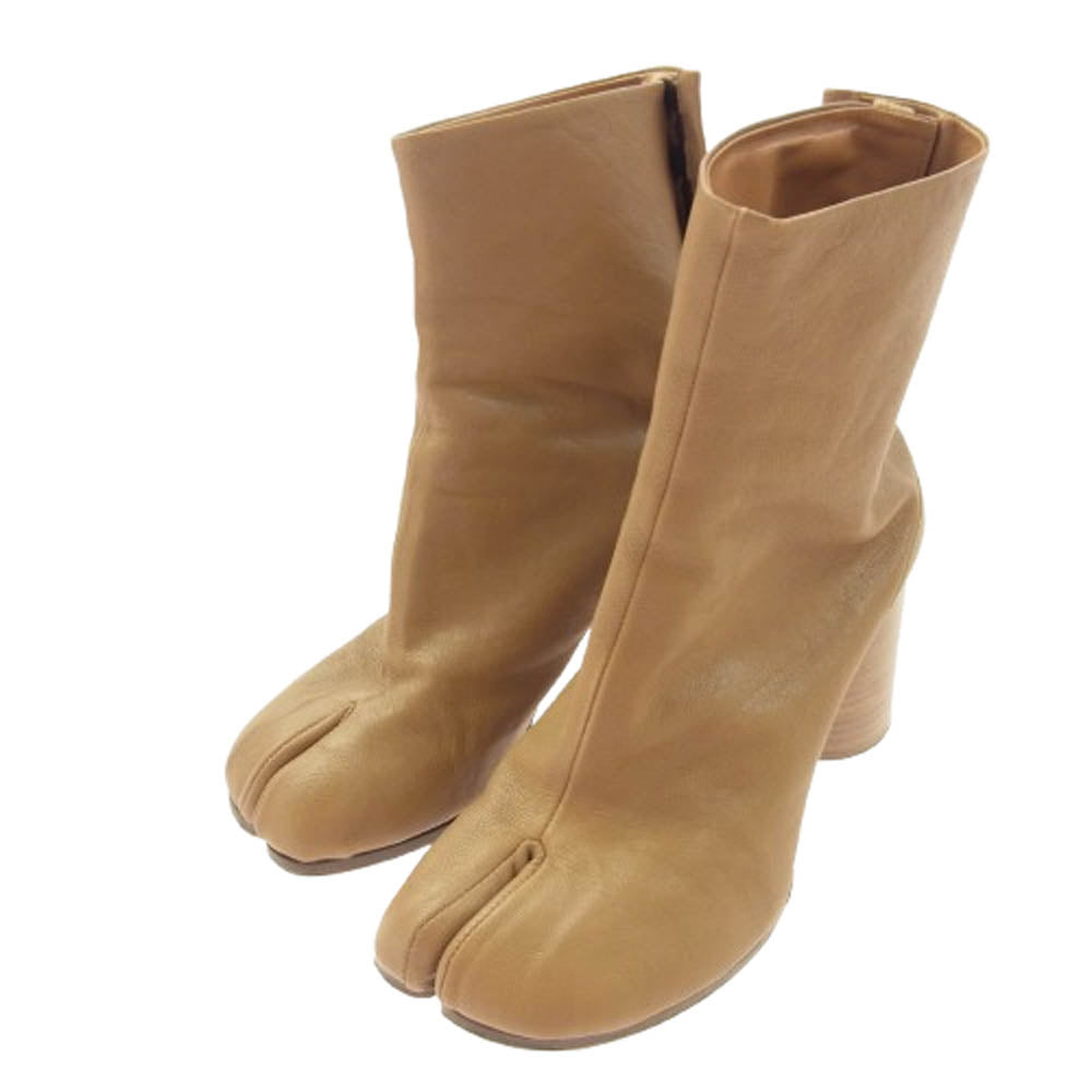 MAISON MARGIELA メゾンマルジェラ 22ライン TABI 足袋 タビ レザー ヒール アンクル ブーツ ブラウン系 37【中古】