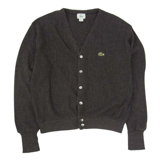 LACOSTE ラコステ USA製 IZOD アイゾッド ワニワッペン刺繍 オーロン ニット カーディガン グレー系 L【中古】