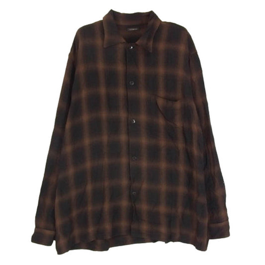 COMOLI コモリ 24SS Z01-02005 レーヨン オープンカラー オンブレチェック 長袖 シャツ ブラウン系 1【中古】