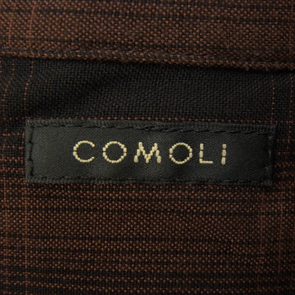 COMOLI コモリ 24SS Z01-02005 レーヨン オープンカラー オンブレチェック 長袖 シャツ ブラウン系 1【中古】