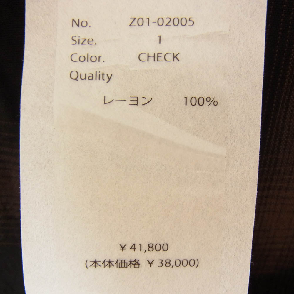 COMOLI コモリ 24SS Z01-02005 レーヨン オープンカラー オンブレチェック 長袖 シャツ ブラウン系 1【中古】