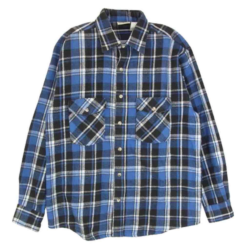 FIVE BROTHER ファイブブラザー FH-306 ヴィンテージ 90s USA製 ヘビーネルシャツ 長袖 ヘビネル フランネル チェック ブルー系 M【中古】
