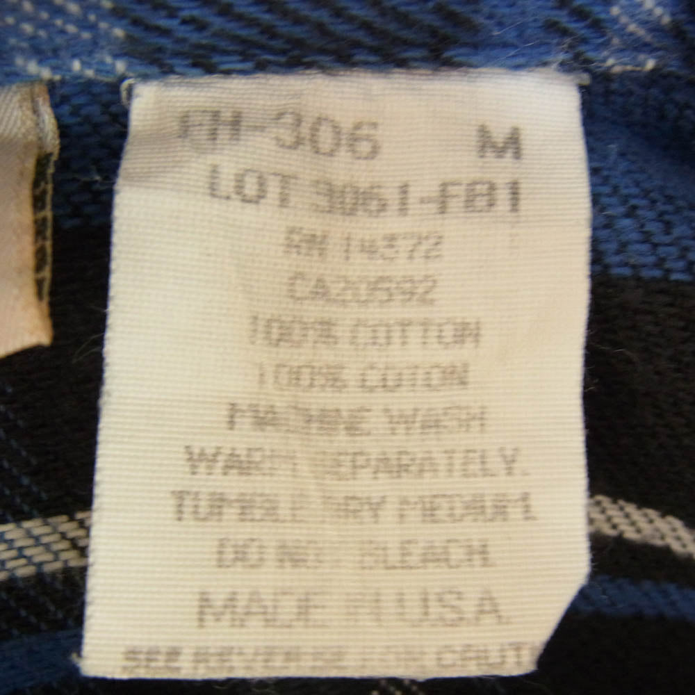 FIVE BROTHER ファイブブラザー FH-306 ヴィンテージ 90s USA製 ヘビーネルシャツ 長袖 ヘビネル フランネル チェック ブルー系 M【中古】