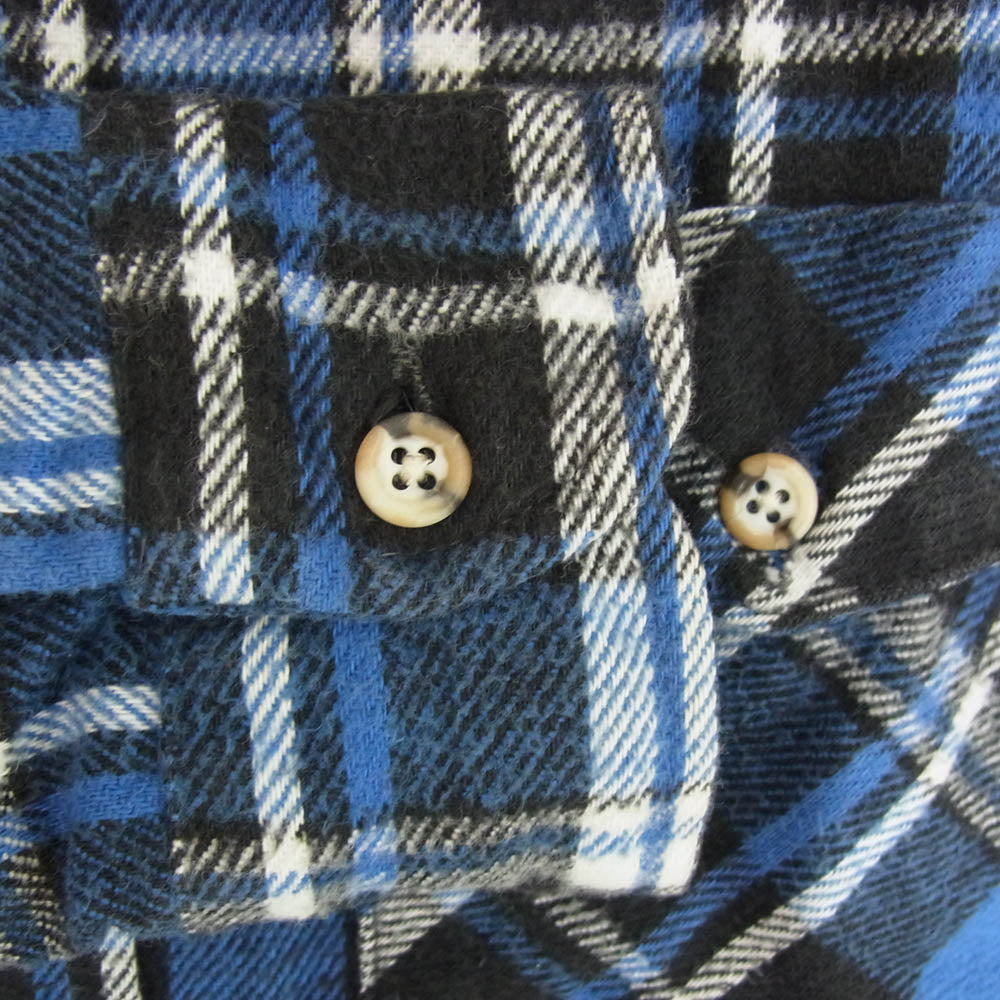 FIVE BROTHER ファイブブラザー FH-306 ヴィンテージ 90s USA製 ヘビーネルシャツ 長袖 ヘビネル フランネル チェック ブルー系 M【中古】