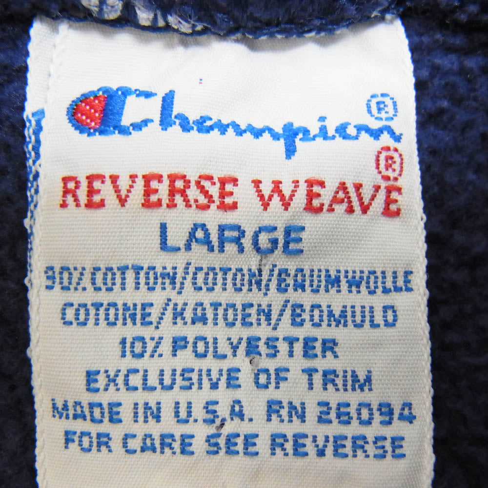 Champion チャンピオン ヴィンテージ 90s USA製 REVERSE WEAVE リバースウィーブ 目あり 目付き スウェット パーカー ネイビー系 L【中古】