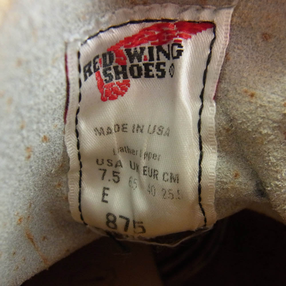 RED WING レッドウィング 875 USA製 6-inch Classic Moc 6インチ クラシックモック ブラウン系 US7.5E【中古】