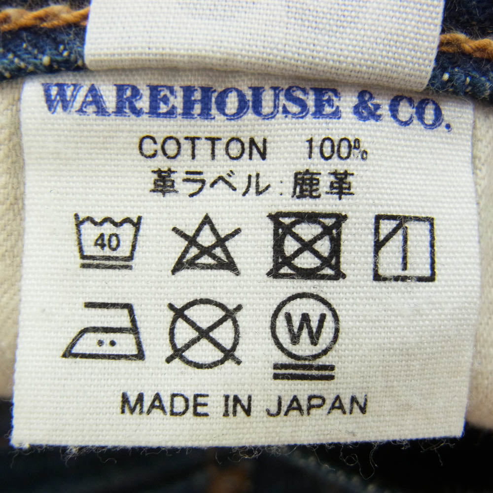 WAREHOUSE ウエアハウス 1954年 ピンクセルビッチ モデル ボタンフライ デニム パンツ インディゴブルー系 33【中古】