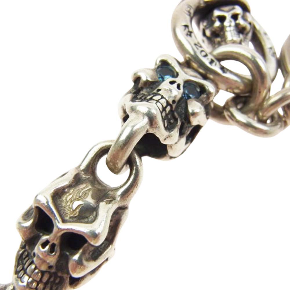 TRAVIS WALKER トラヴィスワーカー 販売証明カード付属 SKULL WITH CROSS  KEY CHAIN ストーンアイ クロス スカル フック ダガー キーチェーン シルバー系【中古】