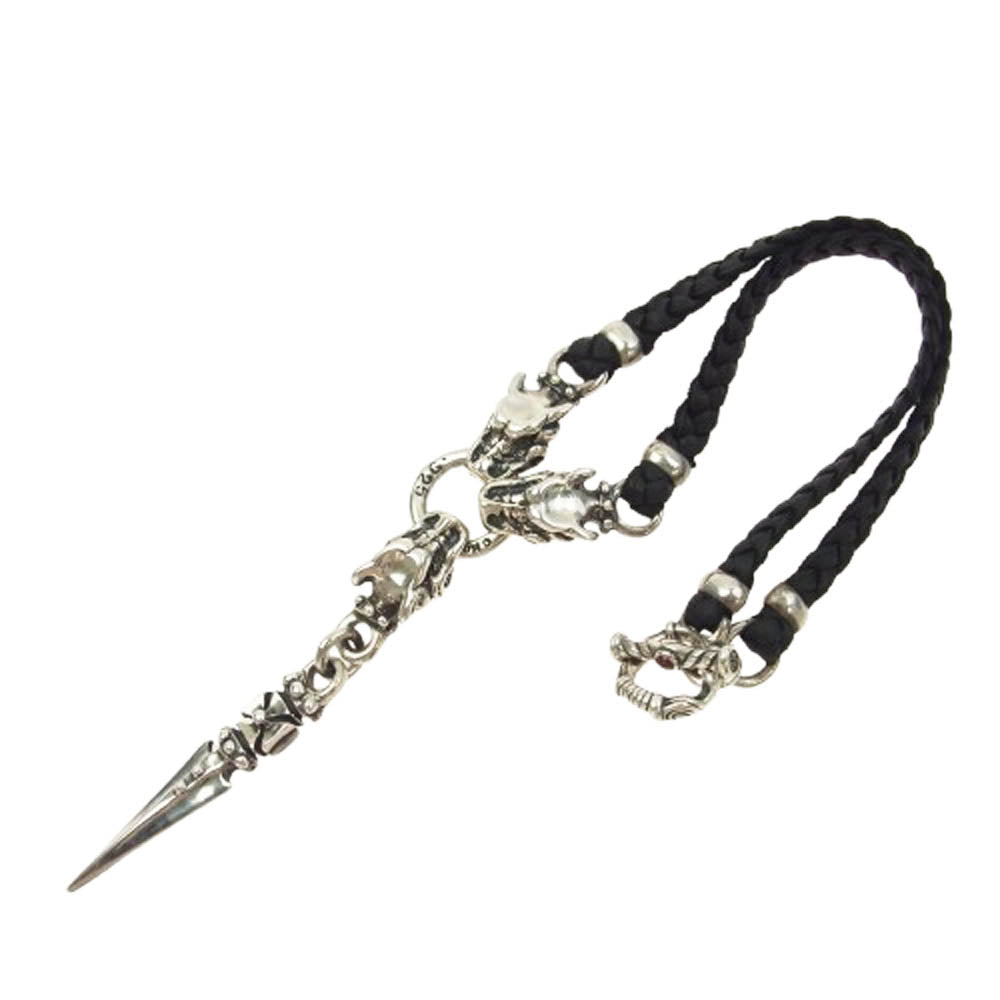TRAVIS WALKER トラヴィスワーカー KCS056 販売証明カード付属 Dagger w/3 Gargoyles w/Braided Leather Necklace ダガー 3ガーゴイル ブレイドレザー ネックレス シルバー系【中古】